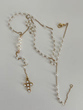 Load image into Gallery viewer, Pearly cross lariat necklace