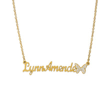 Load image into Gallery viewer, Customized Single butterfly cursive font name necklace
