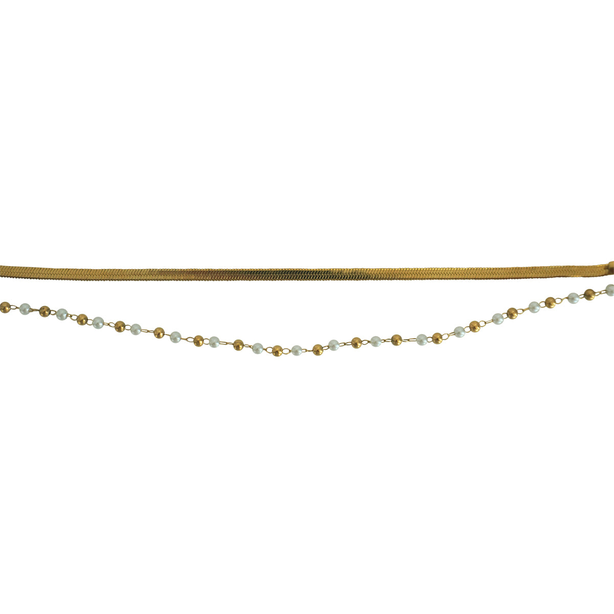 Pearl chain anklet set of 2