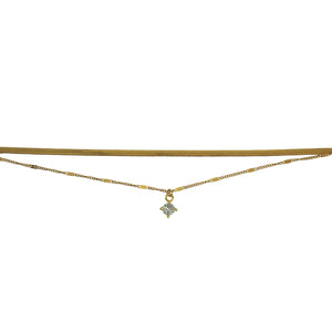 CZ charm anklet set of 2