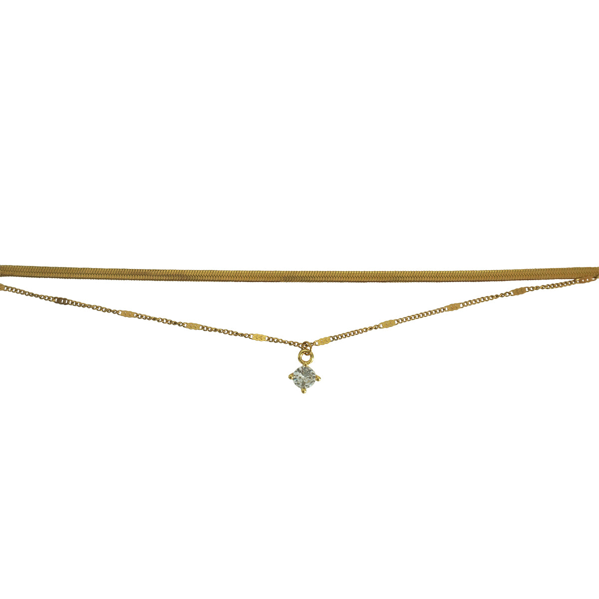 CZ charm anklet set of 2