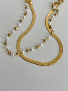 Pearl chain anklet set of 2