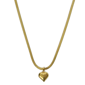 Herringbone puff heart necklace
