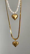 Load image into Gallery viewer, Herringbone puff heart necklace
