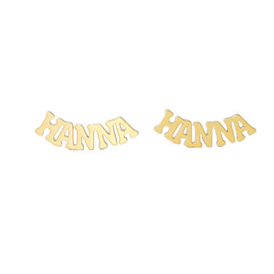 Customized curved name stud earrings