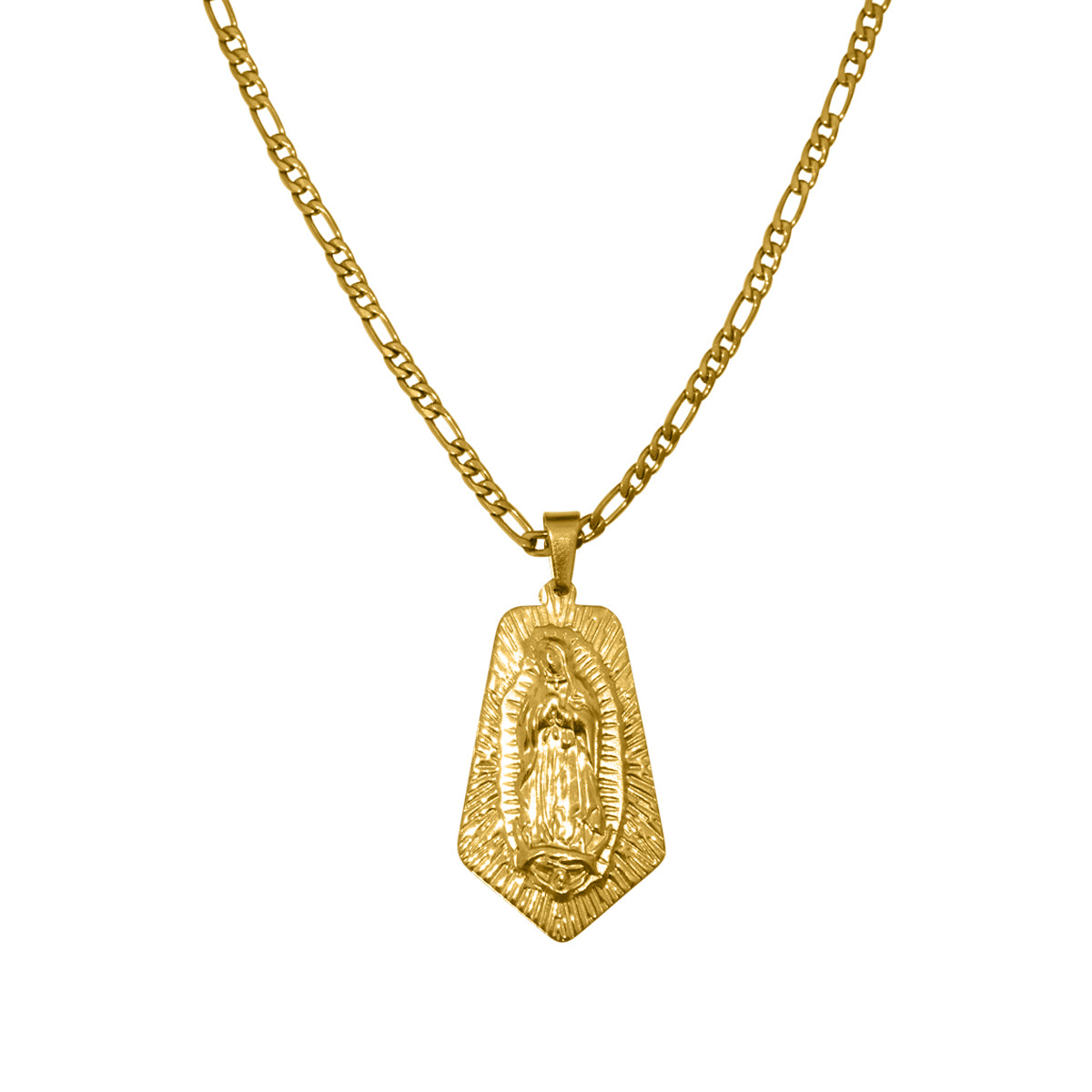 Gold plated Guadalupe necklace. Religious pendant necklace