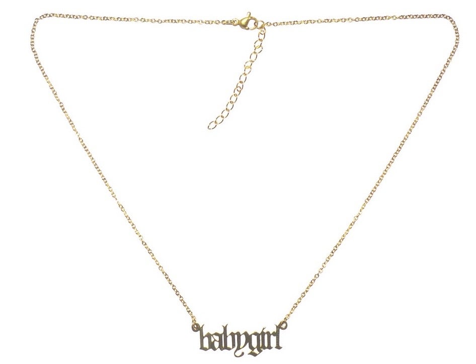 Customized Goth font name necklace
