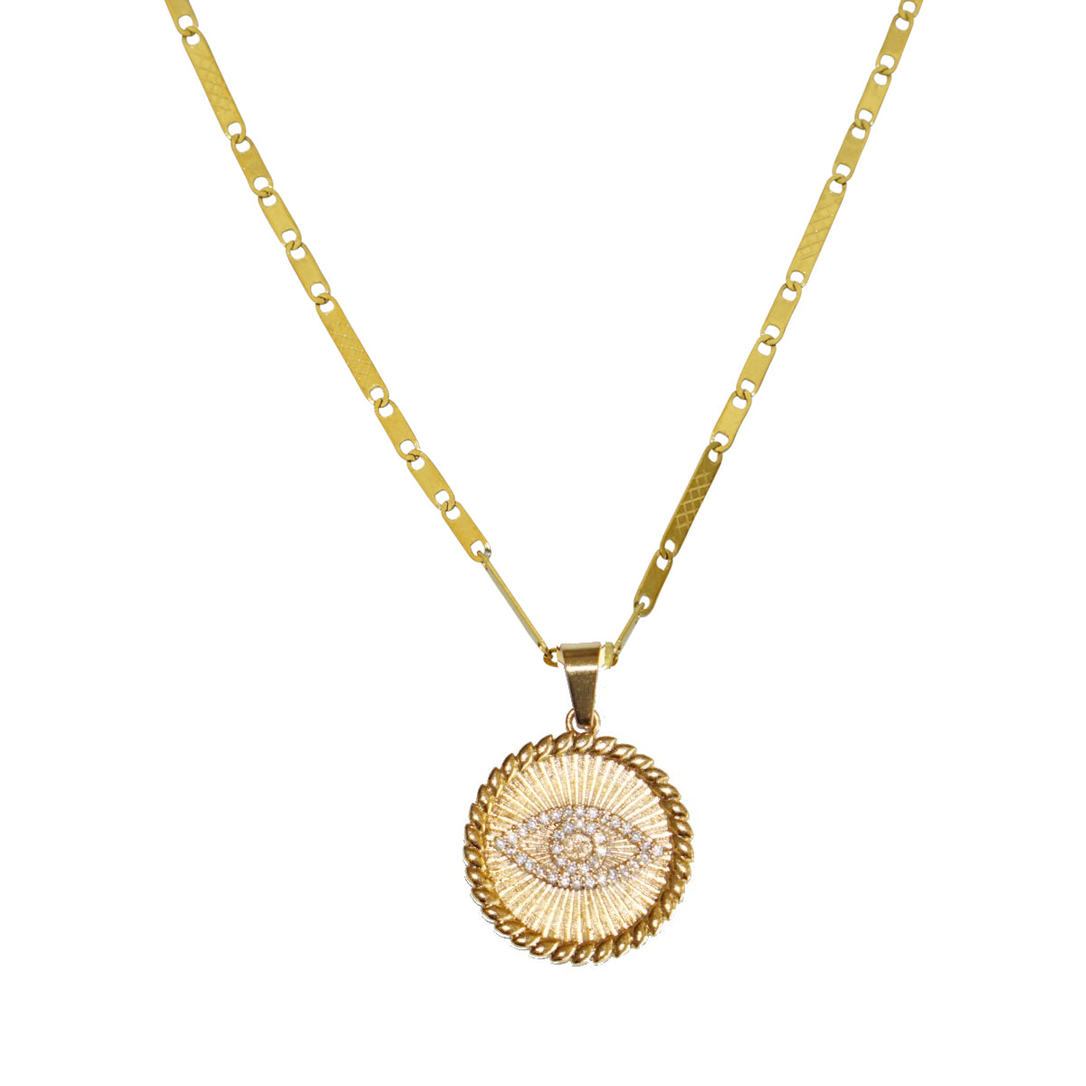 Framed evil eye necklace