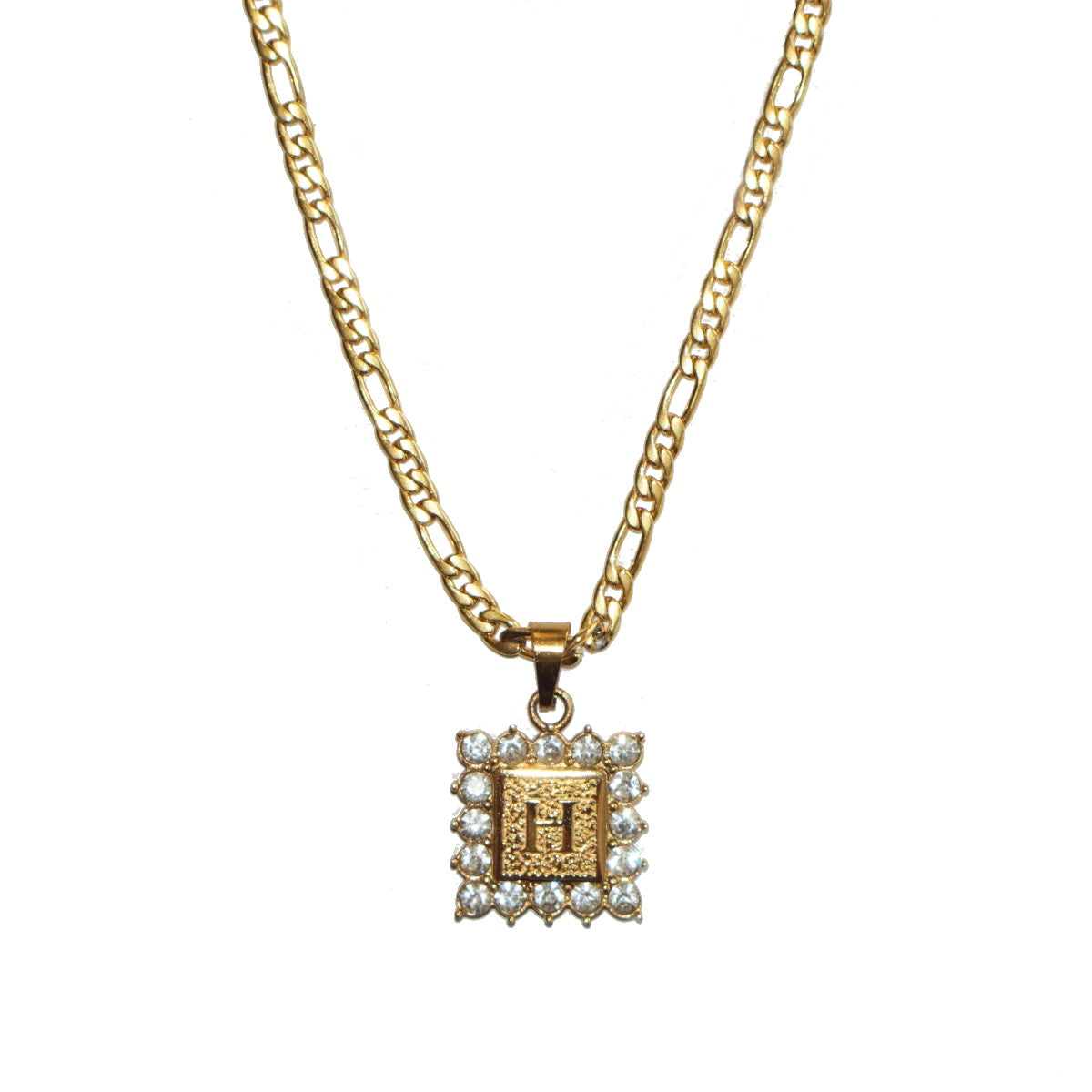 Square cz initial necklace