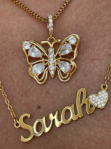 Customized Single heart cursive font name necklace