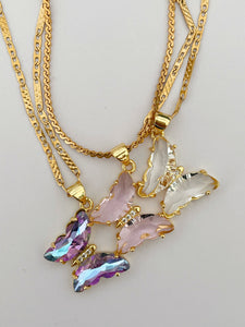 Glass butterfly necklace