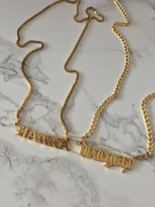 Customized Old English BLOCK letter name necklace